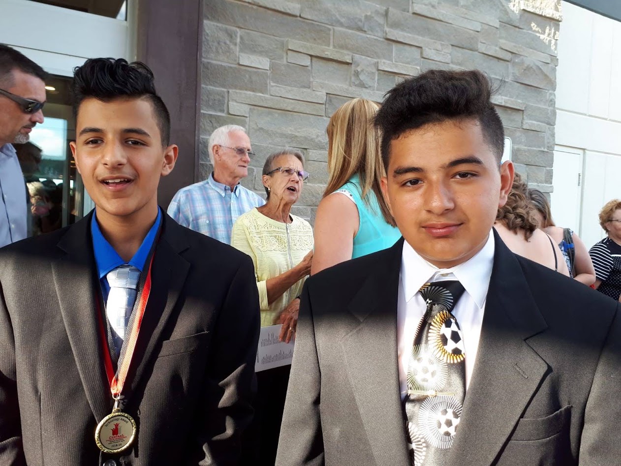 Elementary school graduation with my twin brother